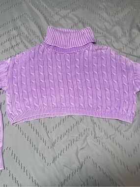Fashion Nova Lavender Cable Knit Cropped Turtleneck